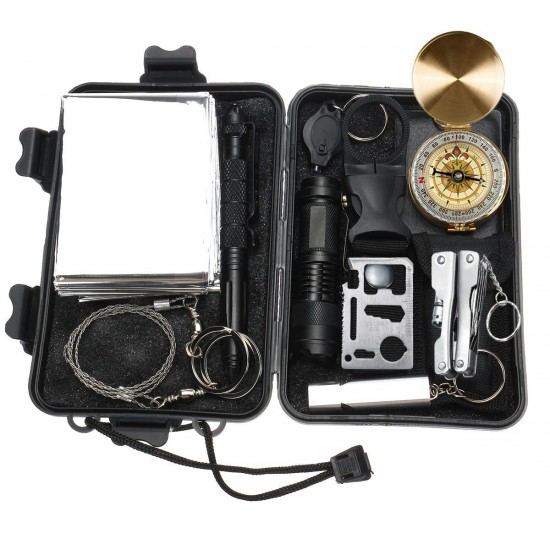 11 In 1 SOS Emergency Survival Kit EDC Tools Compass Fret Saw Flashlight Tactical Camping Hiking 11 In 1 SOS Emergency Survival Kit EDC Tools Compass Fret Saw Flashlight Tactical Camping Hiking
