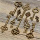 11Pcs Antique Vintage Old Look Skeleton Key Set Pendant Heart Bow Steampunk Lock 11Pcs Antique Vintage Old Look Skeleton Key Set Pendant Heart Bow Steampunk Lock