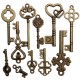 11Pcs Antique Vintage Old Look Skeleton Key Set Pendant Heart Bow Steampunk Lock