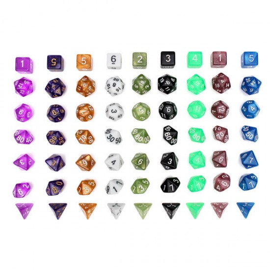 126 Pcs RPG MTG Polyhedral Dice 18 Sets with Pouch Bags 18 Colors