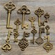 13pcs Antique Vintage Old Look Skeleton Key Lot Set Pendant Heart Bow Lock Steampunk Jewel