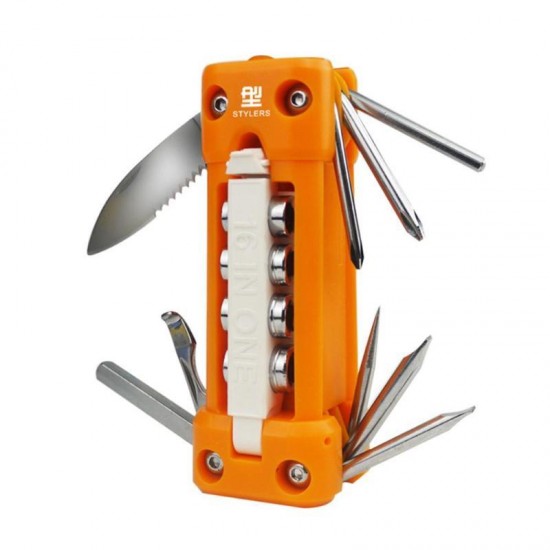 15 in 1 Multifunctional Folding Combination Screwdriver Sleeve Tool Set LED Light Maintenance Tools