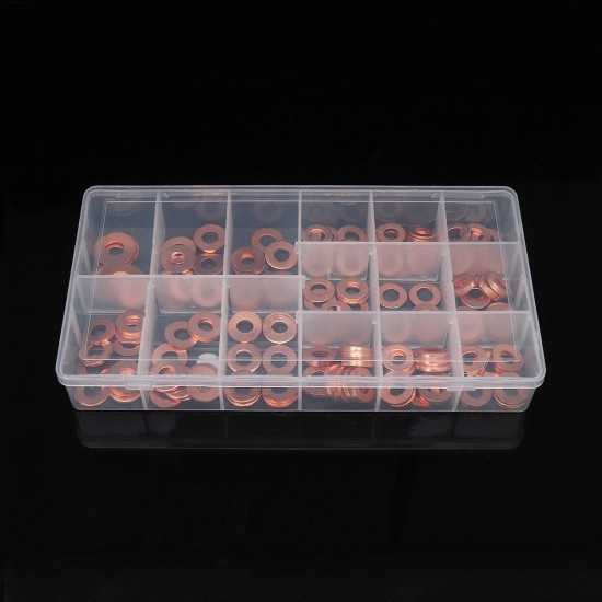 150pcs Copper Diesel Injector Washer Seal Assortment Set Fuel Injector Seal Ring