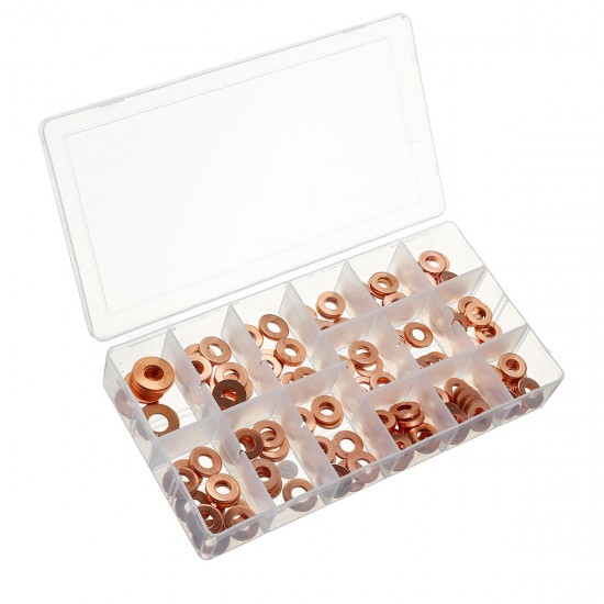 150pcs Copper Diesel Injector Washer Seal Assortment Set Fuel Injector Seal Ring 150pcs Copper Diesel Injector Washer Seal Assortment Set Fuel Injector Seal Ring