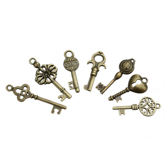 18Pcs Antique Bronze Key Retro Pendant Kit Necklace bracelet Anklet Decorations