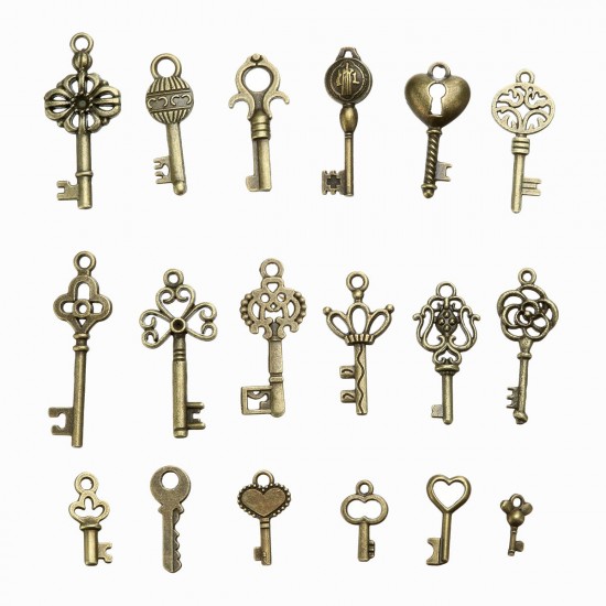 18Pcs Antique Bronze Key Retro Pendant Kit Necklace bracelet Anklet Decorations 18Pcs Antique Bronze Key Retro Pendant Kit Necklace bracelet Anklet Decorations