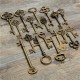 18Pcs Antique Vintage Old Look Skeleton Key Lot Pendant Heart Bow Lock Steampunk