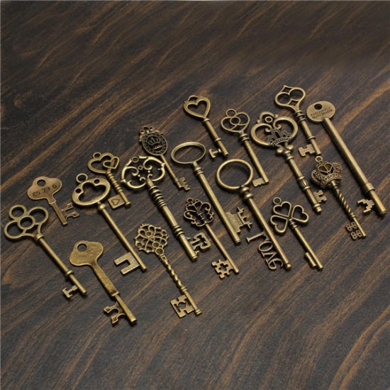 18Pcs Antique Vintage Old Look Skeleton Key Lot Pendant Heart Bow Lock Steampunk 18Pcs Antique Vintage Old Look Skeleton Key Lot Pendant Heart Bow Lock Steampunk