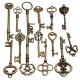 18Pcs Antique Vintage Old Look Skeleton Key Lot Pendant Heart Bow Lock Steampunk