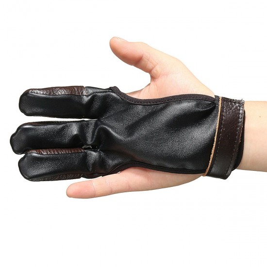 1Pcs Archery Finger Protect Glove 3 Finger Pull Bow Leather Shooting Glove for Archery Hunting Shooting