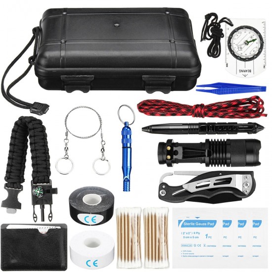 213Pcs Survival Tools Kit Emergency Survival Kit Multi-Tools First Aid Supplies Survival Gear EDC Gadget Tool Set for Camping Hiking Hunting SOS