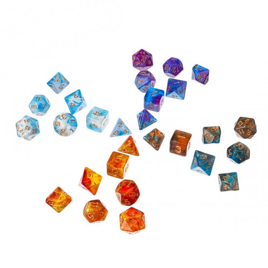 28Pcs Galaxy Concept Polyhedral Dice Acrylic Dices Role Playing Board Table Game With Pouch