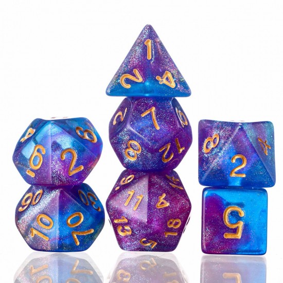 28Pcs Galaxy Concept Polyhedral Dice Acrylic Dices Role Playing Board Table Game With Pouch