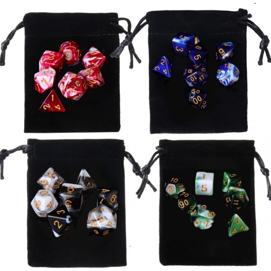 28Pcs Multisided Dice Polyhedral Dices Set Board RPG Dice Set 4 Colors With 4 Bags