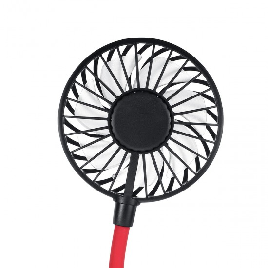 3 Speed Adjustable Hand Free USB Personal Fan Aromatherapy Portable Handheld Mini LED Fan Headphone Design Neckband Hanging Fan