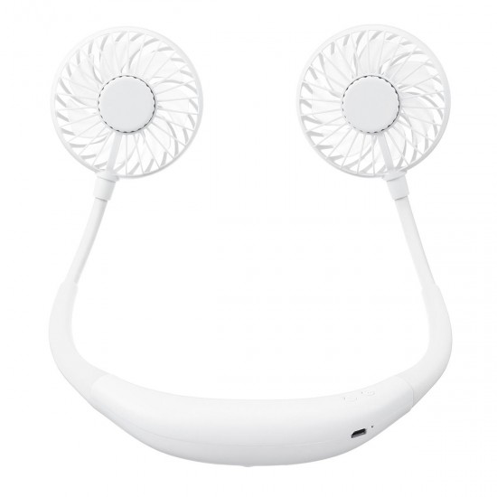 3 Speed Adjustable Hand Free USB Personal Fan Aromatherapy Portable Handheld Mini LED Fan Headphone Design Neckband Hanging Fan