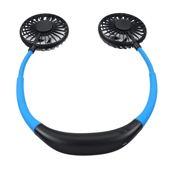 3 Speed Adjustable Hand Free USB Personal Fan Aromatherapy Portable Handheld Mini LED Fan Headphone Design Neckband Hanging Fan