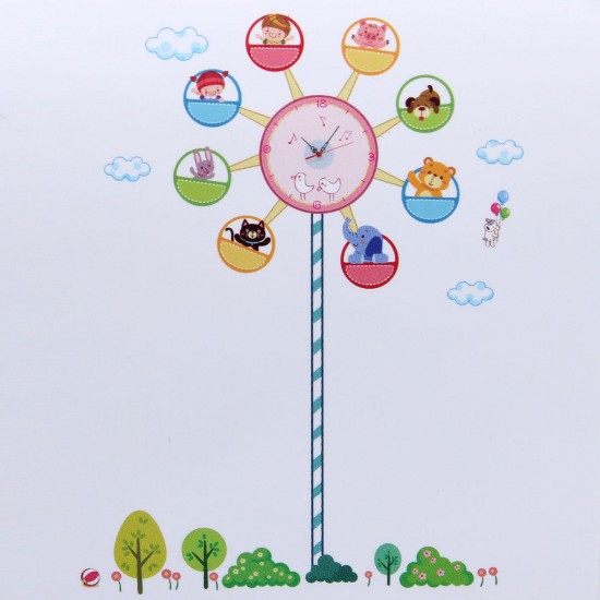 30*90CM Large Ferris Wheel Creative Clock Stickers Removable Wall Sticker Kids' Room Stickers Decor