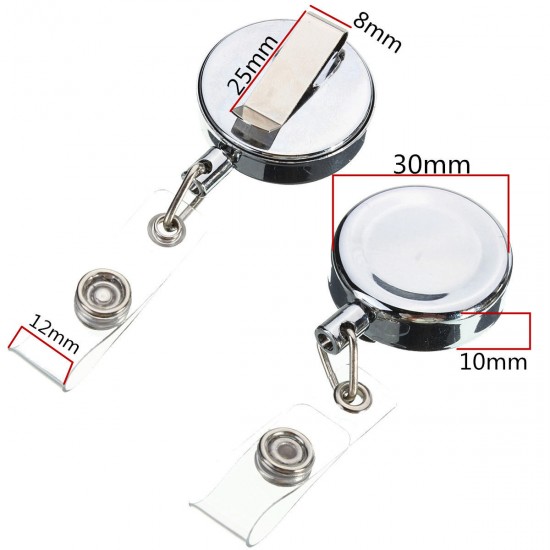 30mm Metal Retractable Pull Chain Reel ID Card Badge Holder Recoil Belt Key Clip