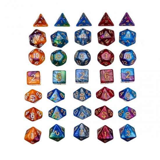 35Pcs Acrylic Polyhedral Dice Set Role Playing Game Dices Gadget for Dungeons Dragons D20 D12 D10 D8 D6 D4 Games