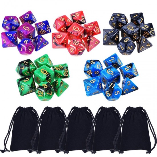 35Pcs Polyhedral Dice Set Multisided Dices Swirl RPG Role Playing Games Gadget W/ bag 35Pcs Polyhedral Dice Set Multisided Dices Swirl RPG Role Playing Games Gadget W/ bag