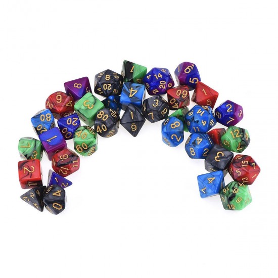 35Pcs Polyhedral Dice Set Multisided Dices Swirl RPG Role Playing Games Gadget W/ bag