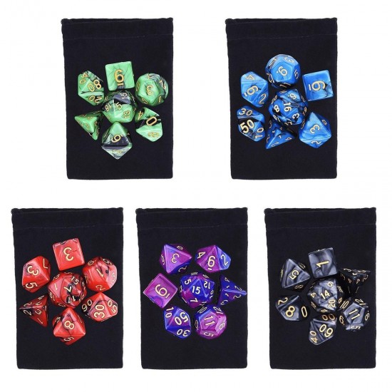 35Pcs Polyhedral Dice Set Multisided Dices Swirl RPG Role Playing Games Gadget W/ bag