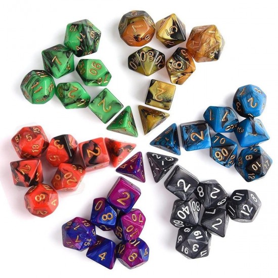 42Pcs 6 Sets Polyhedral Dice 6 Colors D & D RPG With 6 bags