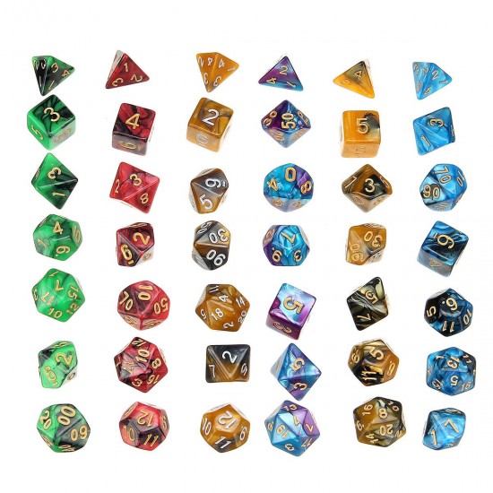 42Pcs Acrylic Polyhedral Dices Set Role Playing Game Dice Gadget for Dungeons Dragons D20 D12 D10 D8 D6 D4 Games Gift