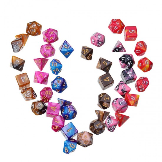 42Pcs Polyhedral Dice Set Multi-sied Dices For Dungeons & Dragons DND MTG RPG D4-D20 Game + Bag