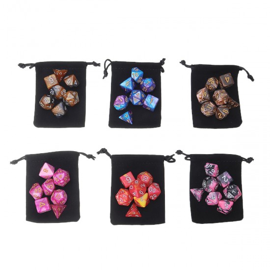 42Pcs Polyhedral Dice Set Multi-sied Dices For Dungeons & Dragons DND MTG RPG D4-D20 Game + Bag