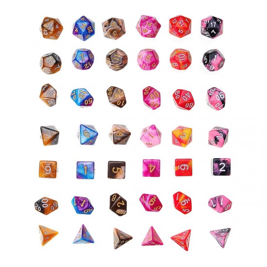 42Pcs Polyhedral Dice Set Multi-sied Dices For Dungeons & Dragons DND MTG RPG D4-D20 Game + Bag