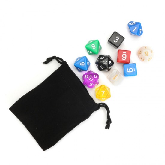 49pcs Multi-sided Polyhedral Digital Acrylic Dice Set 7 Colors w/Carry Bag 49pcs Multi-sided Polyhedral Digital Acrylic Dice Set 7 Colors w/Carry Bag