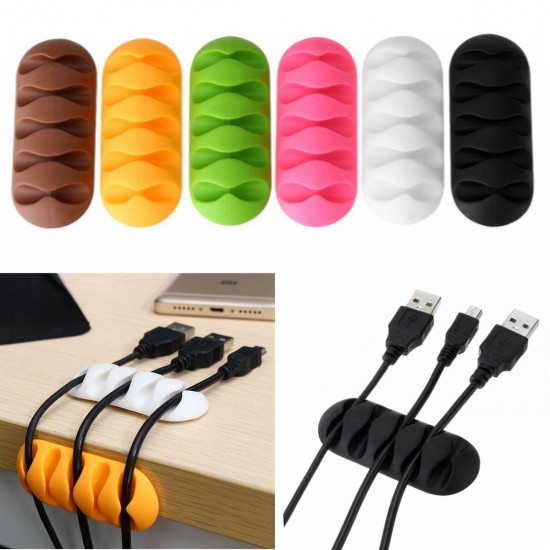 5-Clip Wire Organizer Neat Arrangement Headphone USB Charger Computer Cable Holder