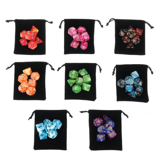 56Pcs/Set Polyhedral Dices For Dungeons Dragons Games D20 D12 D10 D8 D6 D4 Games + Pouch