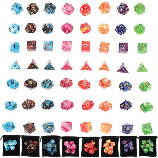56Pcs/Set Polyhedral Dices For Dungeons Dragons Games D20 D12 D10 D8 D6 D4 Games + Pouch 56Pcs/Set Polyhedral Dices For Dungeons Dragons Games D20 D12 D10 D8 D6 D4 Games + Pouch
