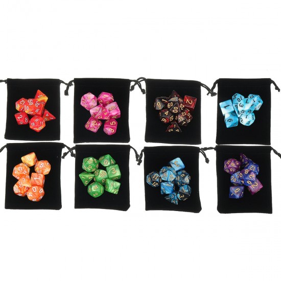 56Pcs/Set Polyhedral Dices For Dungeons Dragons Games D20 D12 D10 D8 D6 D4 Games + Pouch