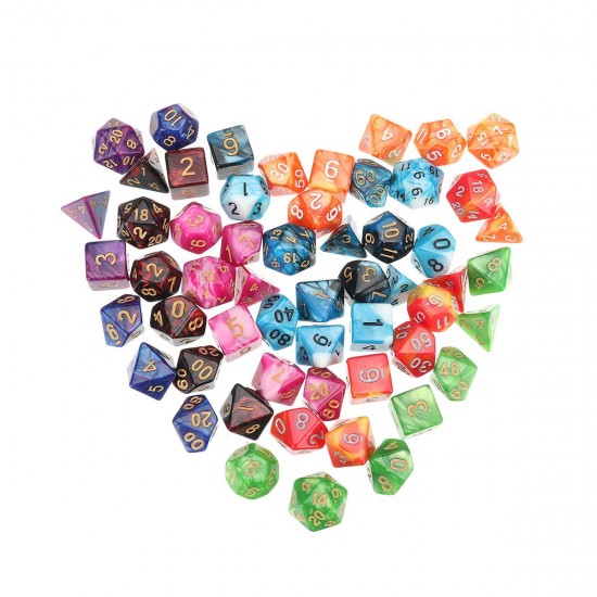 56Pcs/Set Polyhedral Dices For Dungeons Dragons Games D20 D12 D10 D8 D6 D4 Games + Pouch