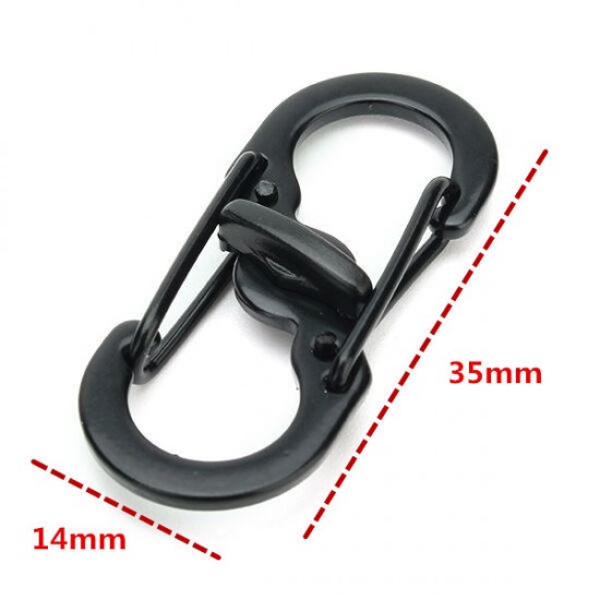 5pcs S Shape Plastic Steel Anti Theft Carabiner Keychain Hook Clip EDC Tool Black
