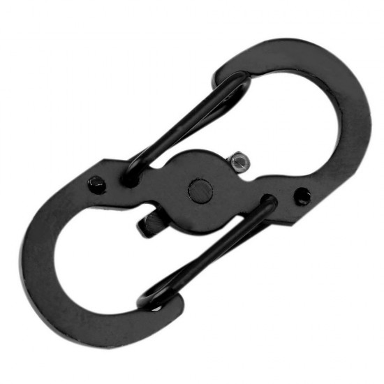 5pcs S Shape Plastic Steel Anti Theft Carabiner Keychain Hook Clip EDC Tool Black