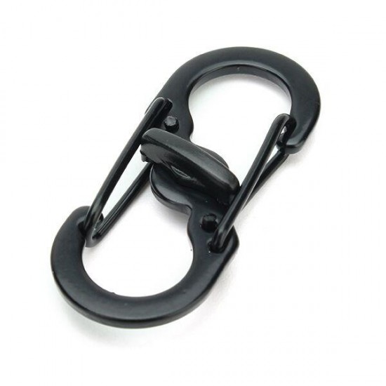 5pcs S Shape Plastic Steel Anti Theft Carabiner Keychain Hook Clip EDC Tool Black