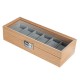 6 Slots Wooden Watch Jewelry Storage Holder Box Watches Display Holder Gift Case