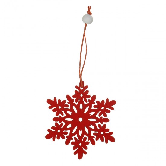 6pcs Christmas Natural Wood Chip Ornament Xmas Tree Snowflake Hanging Decor Decorations