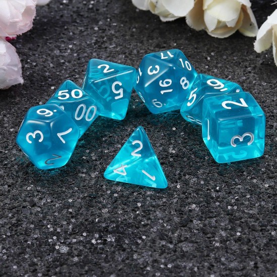 7 Pcs Dice Polyhedral Dices Set Translucent RPG Gadget Multisided Dice With Bag