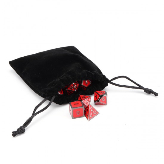 7 Pcs Multisided Dice Heavy Metal Polyhedral Dice Set Role Playing Games Dices with Bag