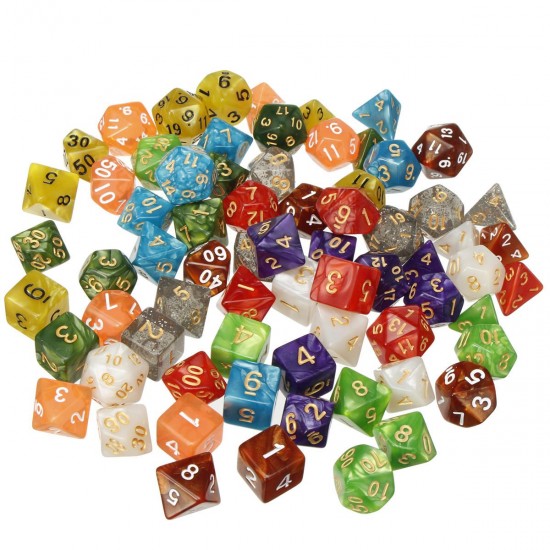 70Pcs Acrylic Polyhedral Dices Set Role Playing Game Dice Gadget for Dungeons Dragons D20 D12 D10 D8 D6 D4 Games