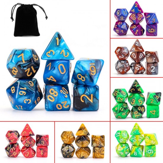 7PCS Polyhedral Dices Set For Dungeons & Dragons Dice Desktop TRPG Game Dices