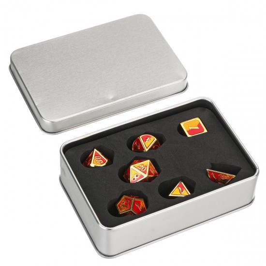 7PCS/SET Creative Metal Multi-faced Dice Set Heavy Duty Polyhedral Dices Role Playing Game Party Game Dice W/ Case 7PCS/SET Creative Metal Multi-faced Dice Set Heavy Duty Polyhedral Dices Role Playing Game Party Game Dice W/ Case