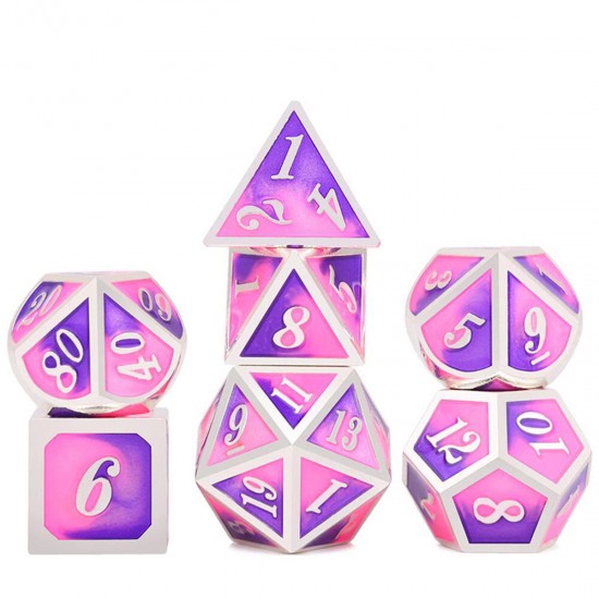 7PCS/SET Creative Metal Multi-faced Dice Set Heavy Duty Polyhedral Dices Role Playing Game Party Game Dice W/ Case