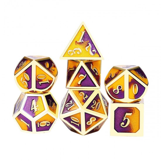 7PCS/SET Creative Metal Multi-faced Dice Set Heavy Duty Polyhedral Dices Role Playing Game Party Game Dice W/ Case